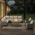 thumbnail image 1 of POCASSY 6PCS Outdoor Furniture Set with Fire Pit Table - All Weather Gray Wicker Outdoor Sectional Sofa with Swivel Chair and 41" Propane Firepit Table for Deck, Porch, Garden - Beige, 1 of 16