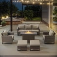 thumbnail image 1 of POCASSY 6PCS Outdoor Furniture Set with Fire Pit Table - All Weather Patio Conversation Set with Brown Wicker Outdoor Club Chairs and 41" Propane Firepit Table for Balcony, Porch, Garden - Brown, 1 of 14