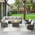 POCASSY 6PCS Patio Furniture Set with Fire Pit Table All Weather