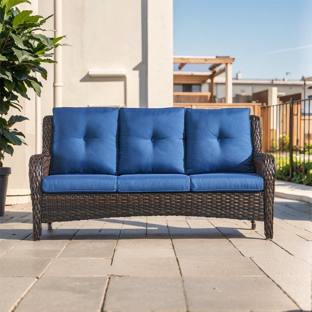 POCASSY 74" Wide Outdoor Reversible Patio Sofa with Cushions