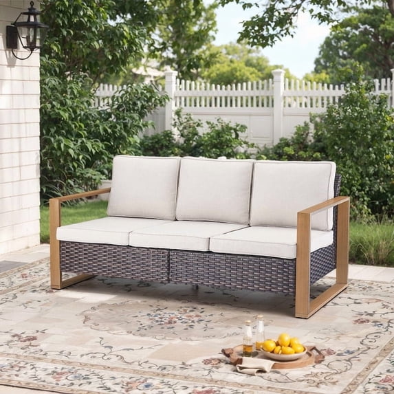POCASSY 75" Wide Outdoor Reversible Patio Sofa with Cushions
