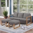 thumbnail image 1 of POCASSY 75" Wide Outdoor Sofa Outdoor Furniture Sets, All-Weather Brown Wicker Rattan Outdoor Couch with Ottomans and Cushions for Garden Backyard Poolside, Gray, 1 of 9