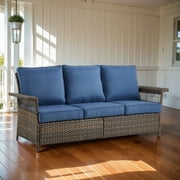 POCASSY 79" Wicker Outdoor Couch Patio Sofa