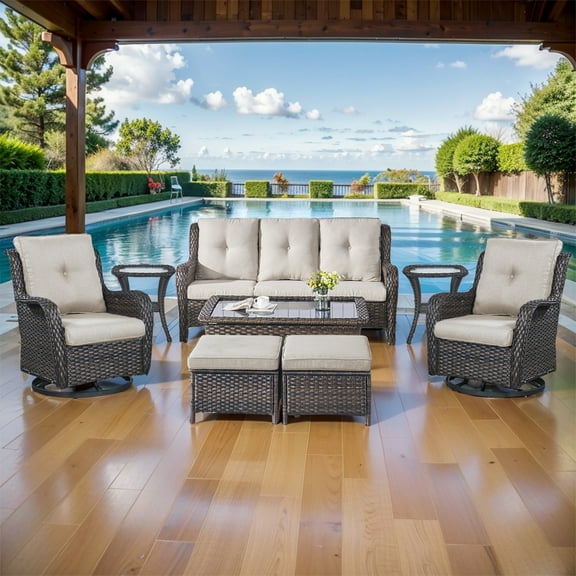 POCASSY 8 Piece Rattan Sofa Seating Group with Cushions