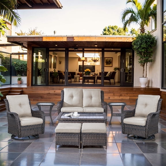 POCASSY 8 Piece Rattan Sofa Seating Group with Cushions