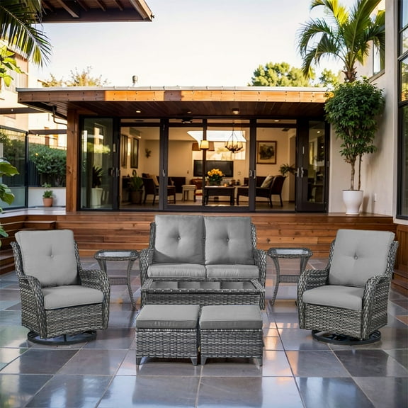 POCASSY 8 Piece Rattan Sofa Seating Group with Cushions