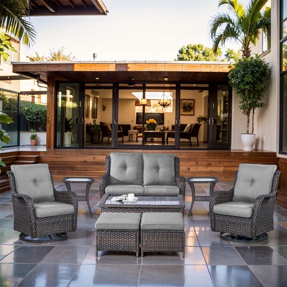 POCASSY 8 Piece Rattan Sofa Seating Group with Cushions