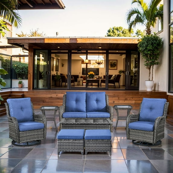POCASSY 8 Piece Rattan Sofa Seating Group with Cushions