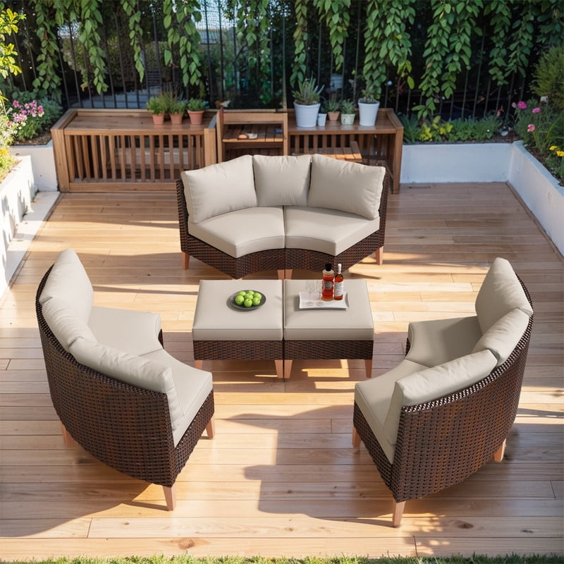 Carmelo 6 Piece Rattan Sectional Seating Group with Cushions Walmart