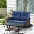 thumbnail image 1 of POCASSY Brown Rattan Patio Loveseat with Cushions, 1 of 1