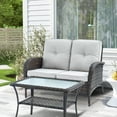 thumbnail image 1 of POCASSY Brown Rattan Patio Loveseat with Cushions, 1 of 1