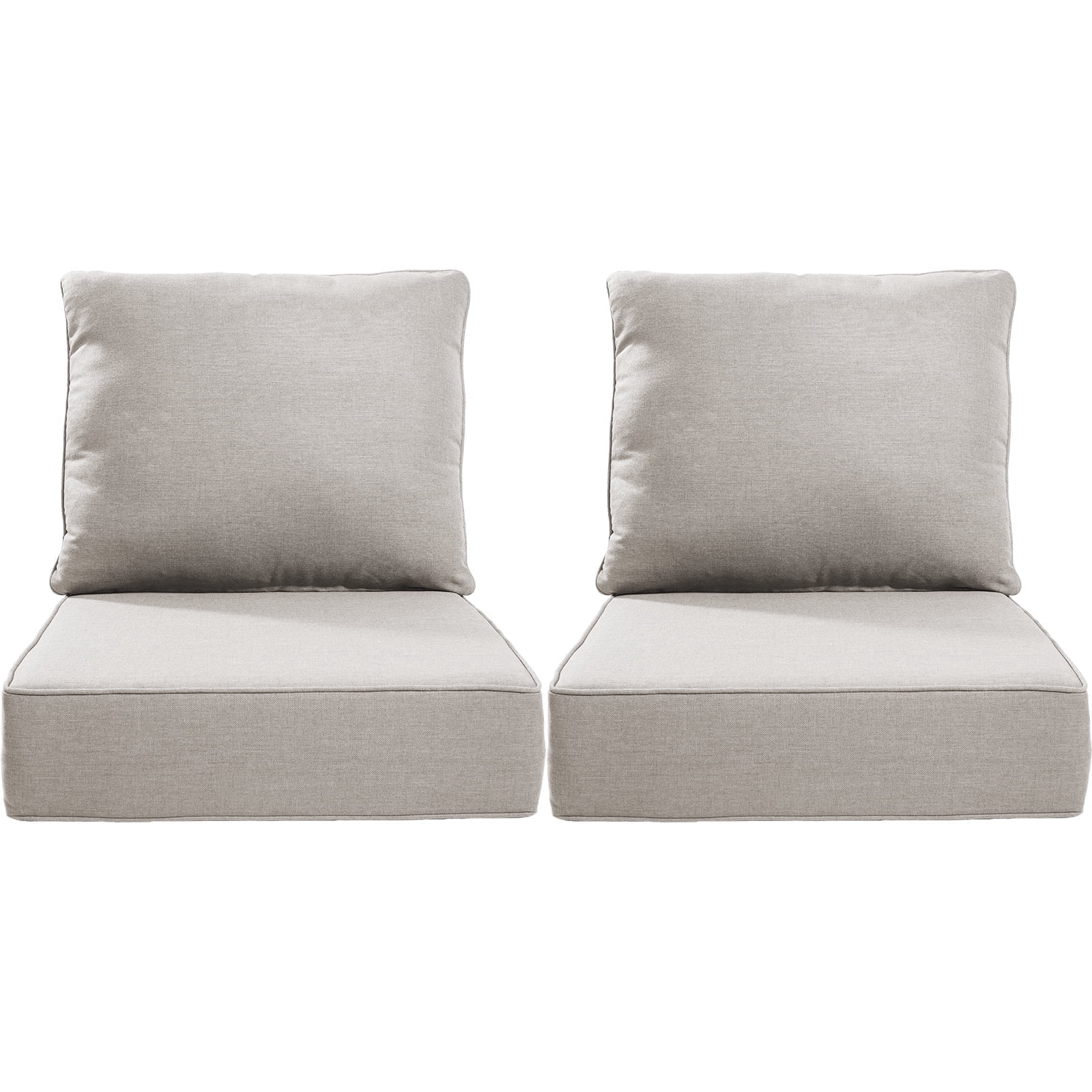 POCASSY 6" Thick Outdoor Chair Cushions Set of 2, 24" x 24" x 6" Outdoor Cushions for Patio Furniture, Deep Seat and High Back Cushion for Patio Rocking Dining Chair and Couch, Beige