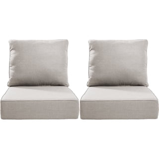 POCASSY 6" Thick Outdoor Chair Cushions Set of 2, 24" x 24" x 6" Outdoor Cushions for Patio Furniture, Deep Seat and High Back Cushion for Patio Rocking Dining Chair and Couch, Beige