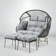 thumbnail image 1 of POCASSY Double Swing Chair with Stand and Ottomans, 1 of 7