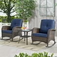 thumbnail image 1 of POCASSY Outdoor Brown Wicker Patio Furniture Rattan Rocking Chairs with Cushions and Side Table, 1 of 11