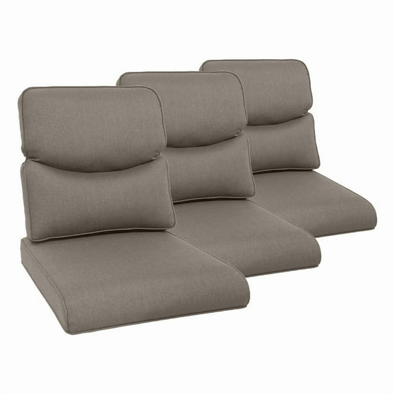 POCASSY Outdoor Chair Cushions, 22 x 25 Outdoor Cushion Set of 3 for Chairs Patio Furniture, Water Resistant, Fade Resistant, Deep Seat and High Back Cushion for Chair, Sofa, and Couch, Gray