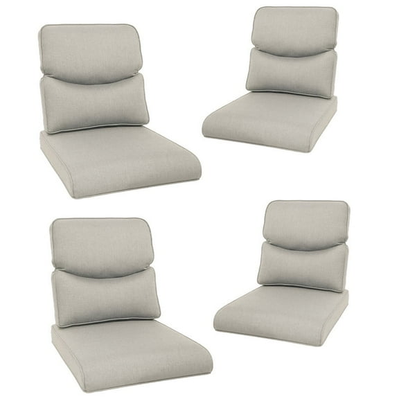 POCASSY Outdoor Chair Cushions, 22 x 25 Outdoor Cushion Set of 4 for Chairs Patio Furniture, Water Resistant, Fade Resistant, Deep Seat and High Back Cushion for Chair, Sofa, and Couch, Beige