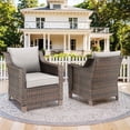 thumbnail image 1 of POCASSY Outdoor Chairs Set of 2 with All Weather Resistant Brown Rattan and Deep Seat High Back, Patio Furniture Set for Balcony, Backyard, Garden,Beige, 1 of 14
