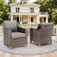 thumbnail image 1 of POCASSY Outdoor Chairs Set of 2 with All Weather Resistant Brown Rattan and Deep Seat High Back, Patio Furniture Set for Balcony, Backyard, Garden,Gray, 1 of 14