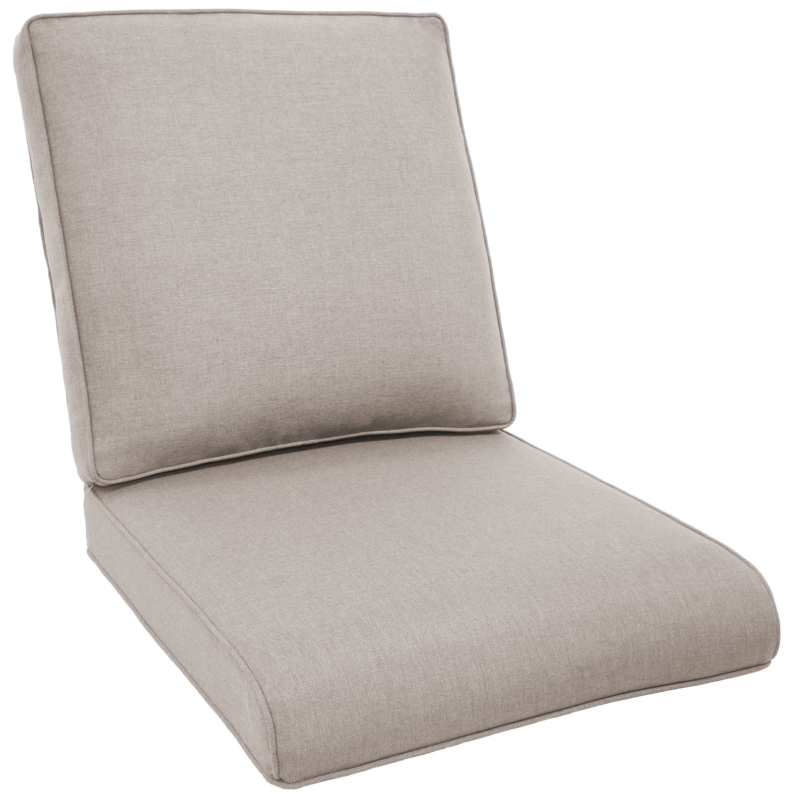 POCASSY Outdoor Deep Seat & High Back Cushion Set, 4-Inch Thick Patio Furniture Replacement Cushion with Water and UV Resistant Removable Cushion Cover for Chair Sofa Couch, Beige