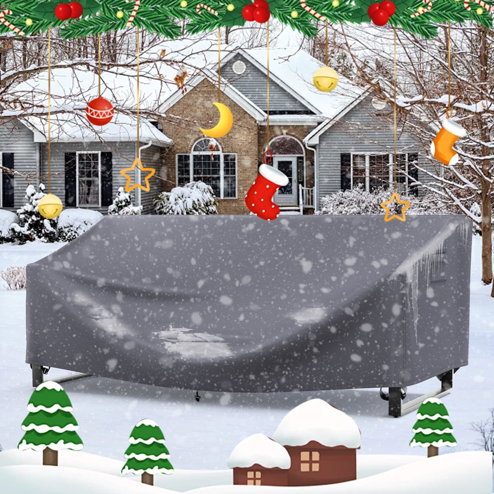 POCASSY Outdoor Furniture Cover Waterproof - 600D Oxford Waterproof Patio Furniture Cover with Handle and Storage Bag for Outdoor Sofa Outdoor Chair, 83"*34"*28", Gray