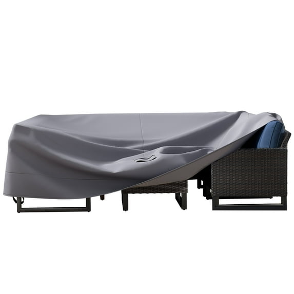 POCASSY Outdoor Furniture Cover Waterproof - 600D Oxford Waterproof Patio Furniture Cover with Handle and Storage Bag, 110"*84"*28", Gray