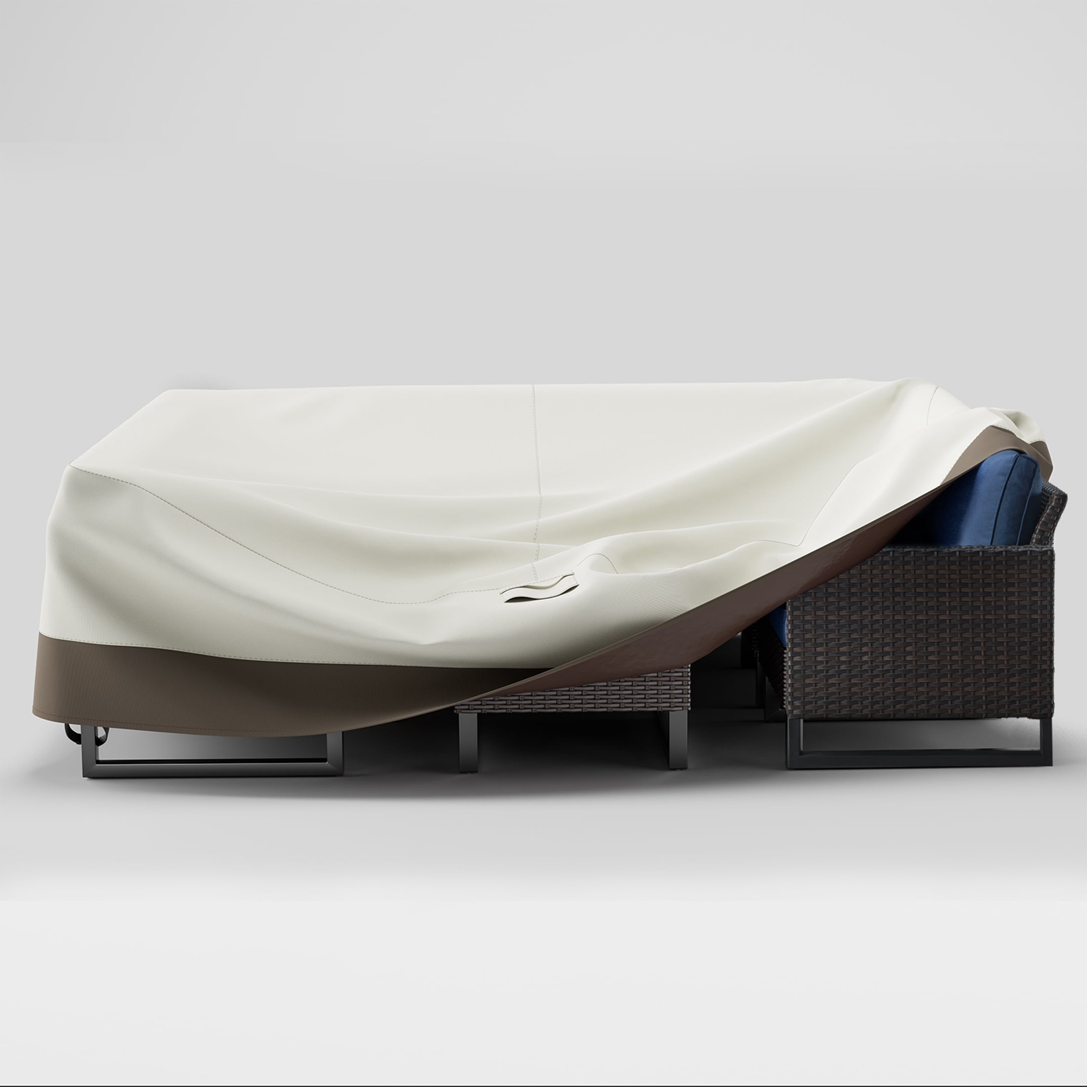 POCASSY Outdoor Furniture Cover Waterproof - 600D Oxford Waterproof Patio Furniture Cover with Handle and Storage Bag, 126"*63"*28", Beige