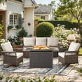 POCASSY Outdoor Furniture Set with Fire Pit Table Patio Furniture Set