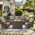 POCASSY Outdoor Furniture Set with Fire Pit Table Patio Furniture Set