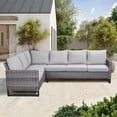 thumbnail image 1 of POCASSY Outdoor Furniture Set with Outdoor Sectional Sofa, 102 Inch Width Patio L Shape Sectional Sofa Gray Wicker Rattan Couch for Porch Deck Backyard, Gray/Gray, 1 of 6