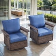 thumbnail image 1 of POCASSY Outdoor Rocking Chair, All Weather Patio Furniture Set Outdoor Swivel Chair Sets of 2 for Garden Porch Pool, Brown/Blue, 1 of 9