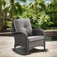 thumbnail image 1 of POCASSY Outdoor Rocking Chair with Cushions, 1PC All Weather Wicker Patio Rocker with Deep Seat and High Back for Porch, Balcony and Pool, Gray, 1 of 6