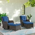 thumbnail image 1 of POCASSY Outdoor Swivel Glider Chairs Set of 2 with Ottomans, Patio Furniture Set with All Weather Wicker Outdoor Lounge Accent Chair for Porch Deck Balcony, Brown/Blue, 1 of 9
