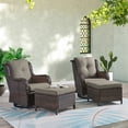 thumbnail image 1 of POCASSY Outdoor Swivel Glider Chairs Set of 2 with Ottomans, Patio Furniture Set with All Weather Wicker Outdoor Lounge Accent Chair for Porch Deck Balcony, Brown/Gray, 1 of 9