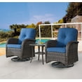 thumbnail image 1 of POCASSY Outdoor Swivel Lounge Patio Wicker Chairs with Side Table, All Weather Wicker Rattan Swivel Rocker for Outside, Brown/Blue, 1 of 6