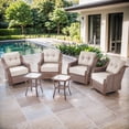 thumbnail image 1 of POCASSY Outdoor Swivel Patio Chairs Set of 4, 6-Inch Thick Cushions All Weather Outdoor Brown Wicker Swivel Glider Rocking Chairs with Side Tables for Porch Deck - Beige, 1 of 12