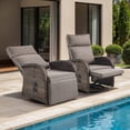 thumbnail image 1 of POCASSY Outdoor Swivel Recliner Chairs Set of 2, Brown Wicker Recliner Patio Swivel Chair with Adjustable Reclining Back and Lifting Footrest for Porch Pool Deck, Gray Cushion, 1 of 10
