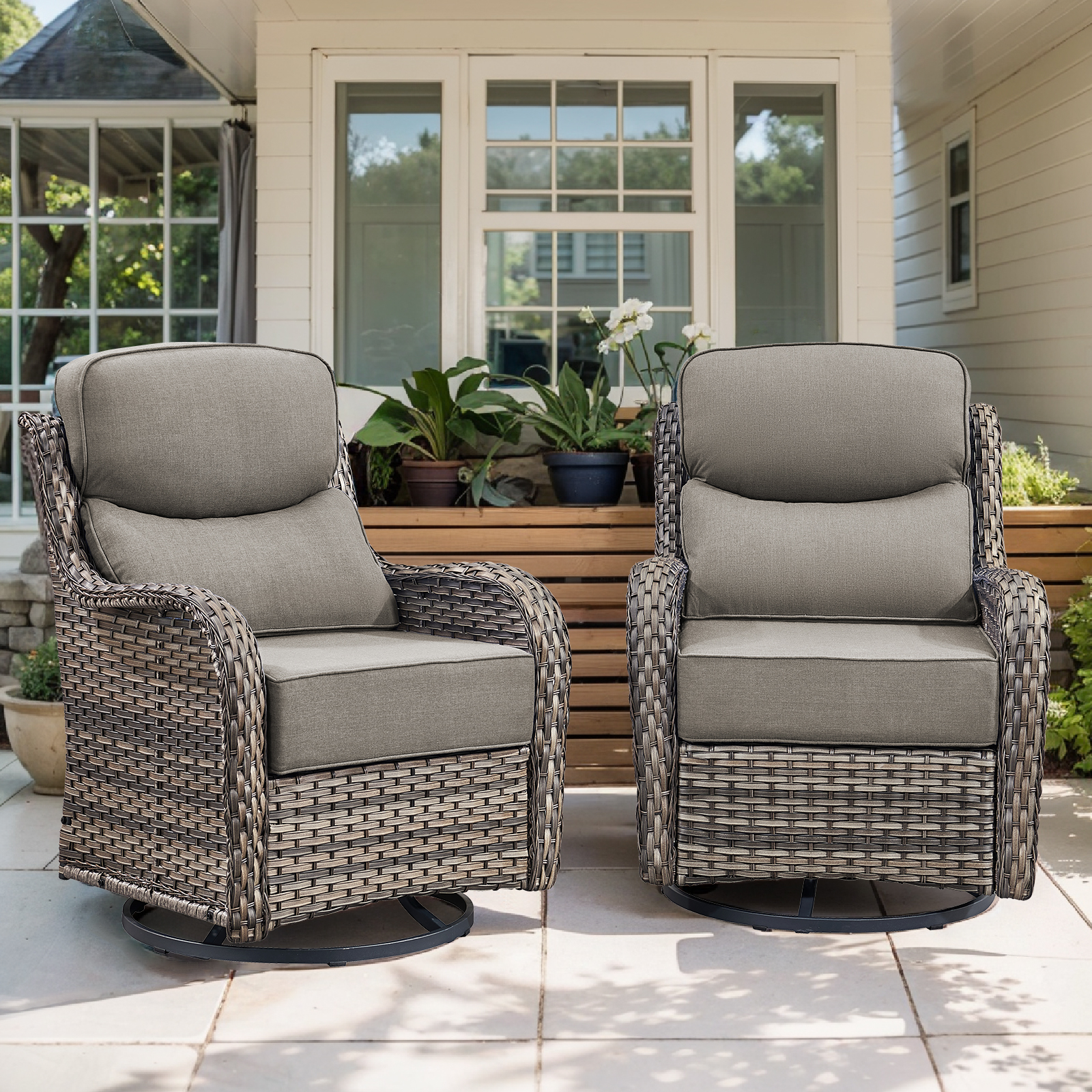 POCASSY Outdoor Swivel Rocker Patio Swivel Chairs Set Of 2 6 Inch POCASSY Outdoor Swivel Rocker Patio Swivel Chairs Set Of 2 6 Inch