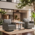 thumbnail image 1 of POCASSY Outdoor Swivel Rocking Chair with Table and Cushion, PE All Weather Wicker Rocker Set for Deck, Proch, Balcony, Gray, 1 of 7