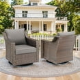 thumbnail image 1 of POCASSY Outdoor Swivel Rocking Chairs Set of 2, All Weather Brown Wicker Rattan Patio Furniture Set Patio Chairs with 360° Swivel Glider Chairs for Balcony, Garden, Porch, Pool and Backyard, Gray, 1 of 12