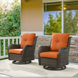 CHITA Outdoor Chestnut Wicker Swivel Glider Chair with Cushion Blue Walmart
