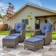 thumbnail image 1 of POCASSY Outdoor Swivel Rocking Glider Chairs Set of 2 with Ottomans, All Weather Gray Wicker Rattan Patio Furniture Set 360° Swivel Patio Chairs for Balcony, Garden, Porch, Pool and Backyard, Blue, 1 of 9