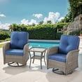 thumbnail image 1 of POCASSY Outdoor Wicker Chairs Swivel Rocking Chairs-Outdoor Swivel Rocking Chairs Set of 2 with Rattan Side Table, Gray Patio Swivel Glider Chairs 3PCS Patio Furniture Set for Porch Pool, Gray/Blue, 1 of 8