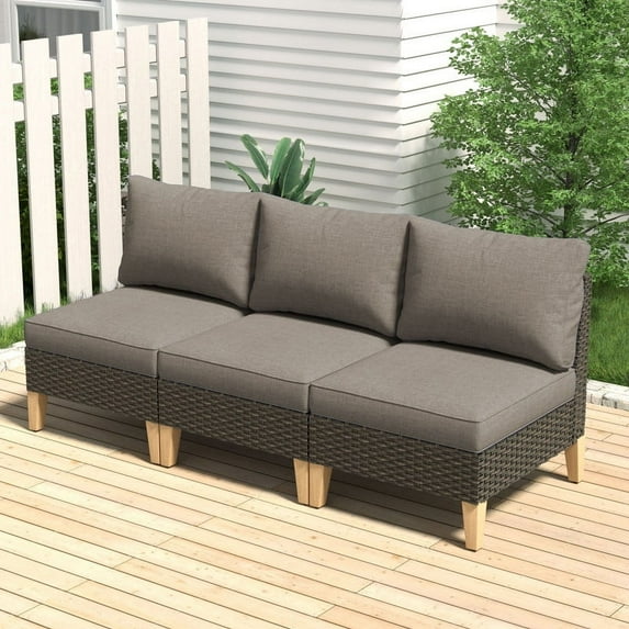 POCASSY Patio Accent Armless Chair with Cushions