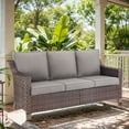thumbnail image 1 of POCASSY Patio Couch with Furniture Cover, Brown Wicker Outdoor Couch Outdoor Furniture with Deep Seat High Back Cushion, Ideal Furniture Set for Porch Balcony in Gray, 1 of 15
