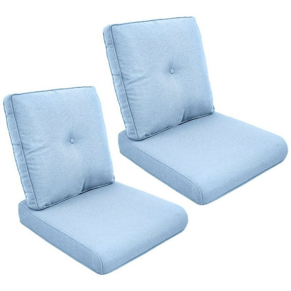 POCASSY Patio Furniture Cushions Set of 2, 22.5"*22.5" Outdoor Cushion for Patio Furniture, Water Resistant, Fade Resistant, Deep Seat Seat and Back Cushion for Chair, Sofa, and Couch, Baby Blue