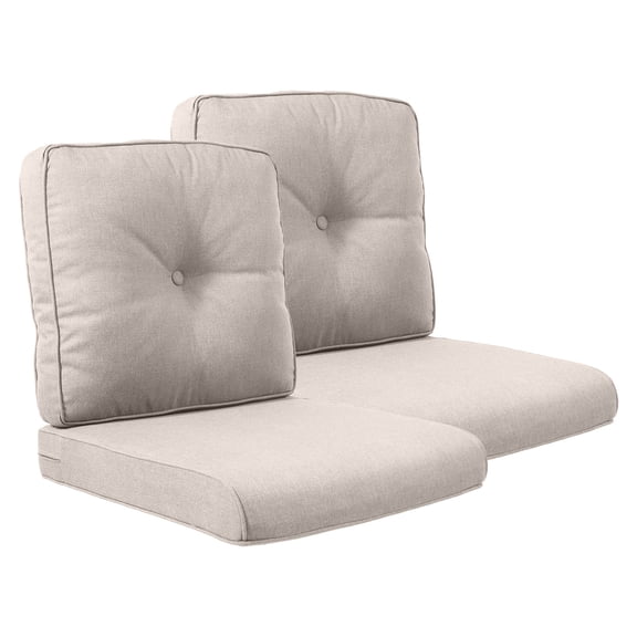 POCASSY Patio Furniture Cushions Set of 2, 22.5"*22.5" Outdoor Cushion for Patio Furniture, Water Resistant, Fade Resistant, Deep Seat Seat and Back Cushion for Chair, Sofa, and Couch, Beige