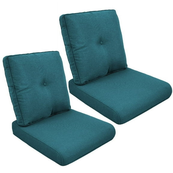 POCASSY Patio Furniture Cushions Set of 2, 22.5"*22.5" Outdoor Cushion for Patio Furniture, Water Resistant, Fade Resistant, Deep Seat Seat and Back Cushion for Chair, Sofa, and Couch, Peacock Blue