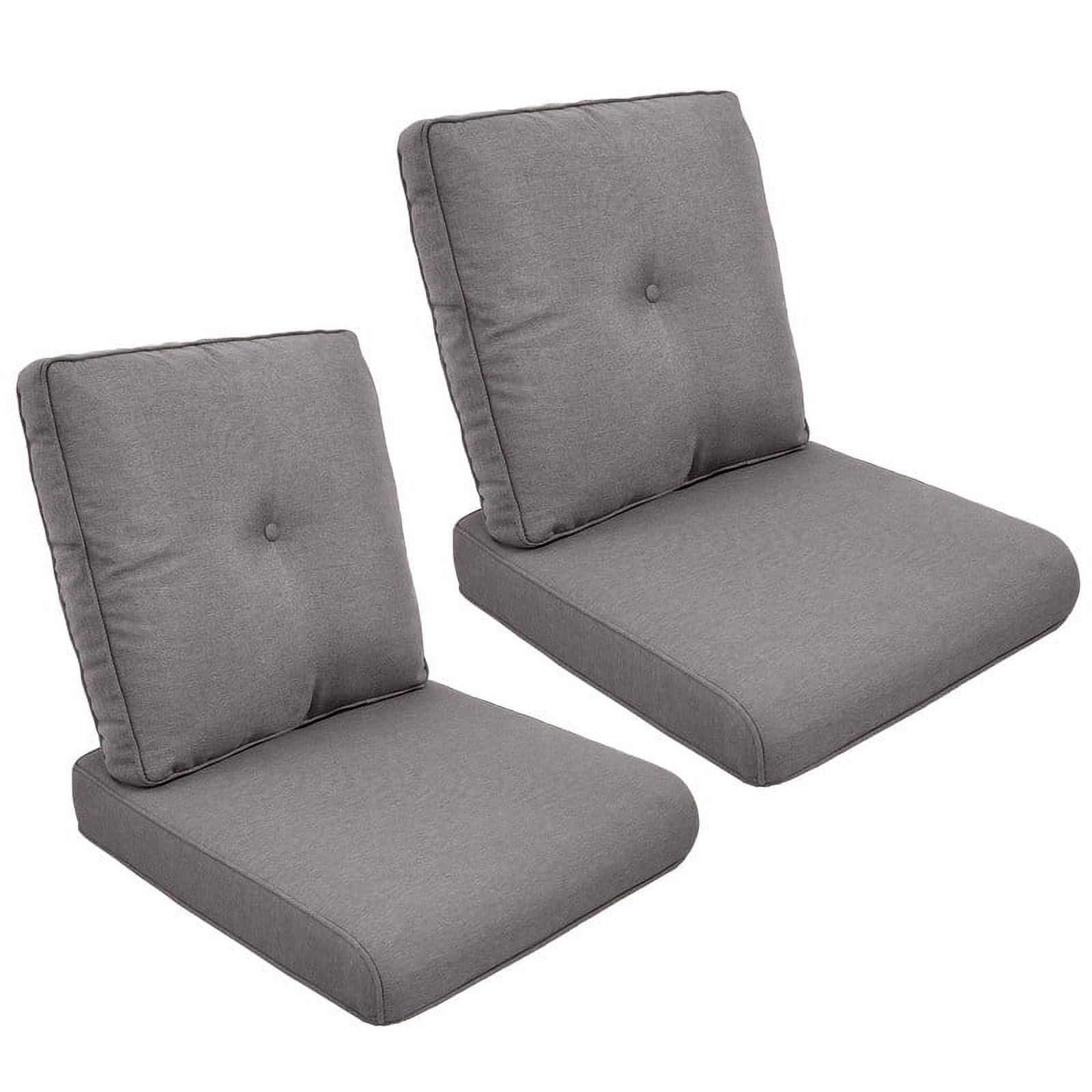 POCASSY Patio Furniture Cushions Set of 2, 22.5"*22.5" Outdoor Cushion for Patio Furniture, Water Resistant, Fade Resistant, Deep Seat Seat and Back Cushion for Chair, Sofa, and Couch, Gray