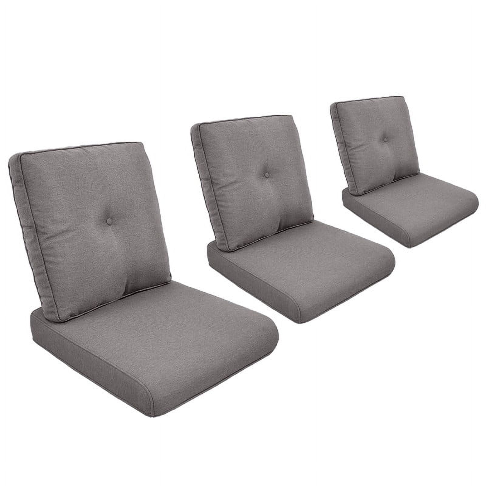 POCASSY Patio Furniture Cushions Set of 3, 22.5"*22.5" Outdoor Cushion for Patio Furniture, Water Resistant, Fade Resistant, Deep Seat and High Back Cushion for Chair, Sofa, and Couch, Gray